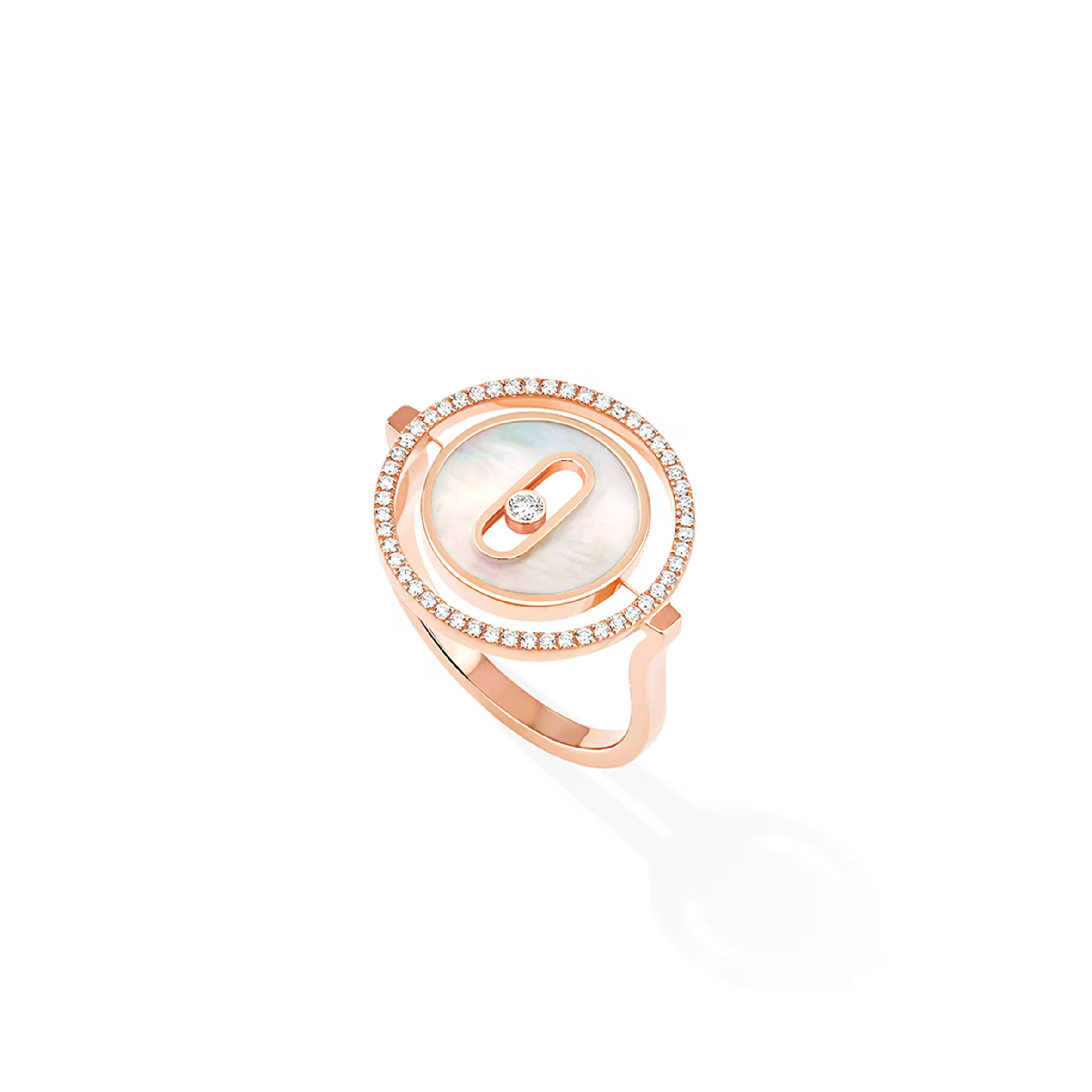 MESSIKA 18K ROSE GOLD 0.18CTTW DIAMOND AND MOTHER OF PEARL LUCKY MOVE RING 37710780